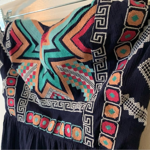 Maurice’s Strapless Aztec Pattern Detail Navy Blue Maxi Dress, Size M - Picture 4 of 12
